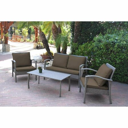 PROPATION 2 in. Meredith Conversation Set with Brown Cushion - 4 Pieces PR3012175